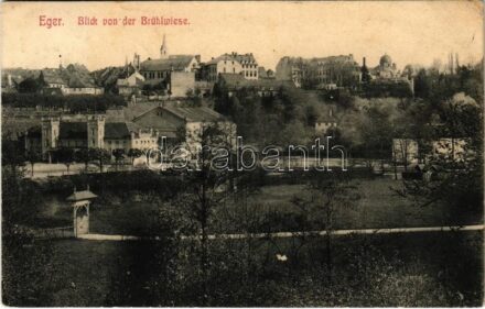 1910 Cheb, Eger; Blick von der Brühlwiese / general view with the synagogue (EK)