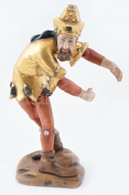 Günther Prinot: Udvari bolond. Faragott fa szobor. Festett .26 cm