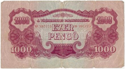 1944. 1000P 'A Vörös Hadsereg Parancsnoksága' 'TP 397175' T:III- Adamo P48