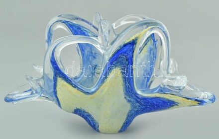 Muránói üveg szalvétatartó, hibátlan, etikettel jelzett:'Vetro Eseguito Secondo La Tecnica Del Maestri Di Murano Made In Italy' (A muranói mesterek technikája szerint készült üveg Made in Italy) 22x6x11cm