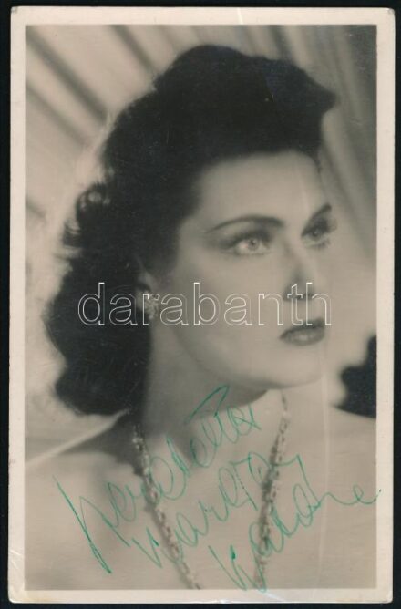 Karády Katalin (1910-1990) színésznő fotólap a színésznő autográf aláírásával 9x14 cm