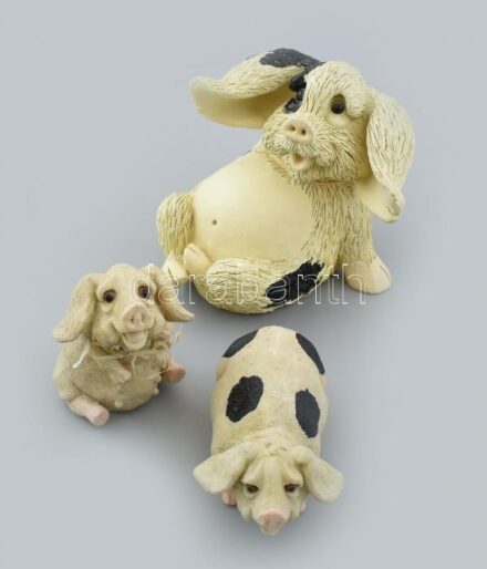 3 db polirezin malac figura, erősen kopott, m:6-13cm