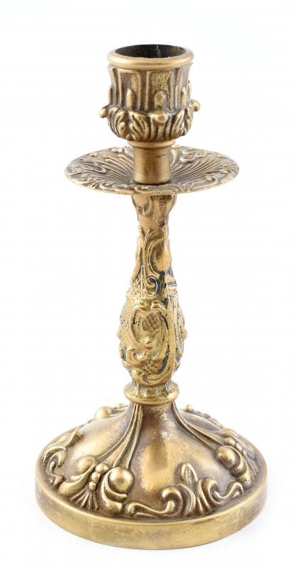 Bronz gyertyatartó, kopott, 17cm