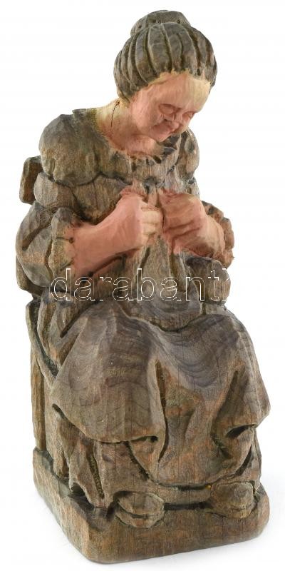 Német figura, faragott fa, kopott, jelzés nélkül, m:20cm