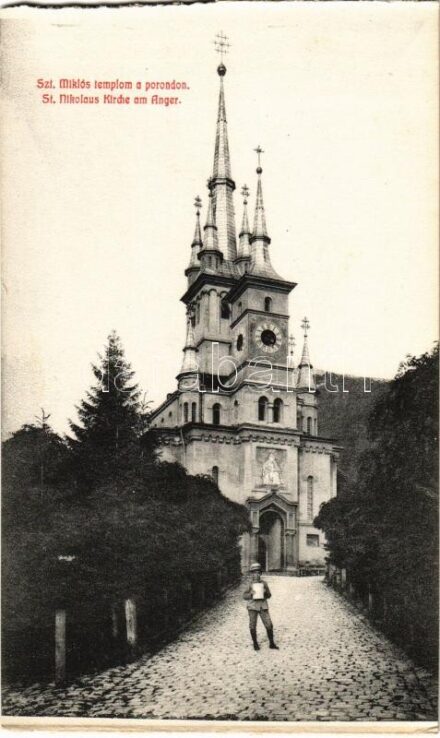 Brassó, Kronstadt, Brasov; Porond tér, Szent Miklós ortodox templom / St. Nikolaus Kirche am Anger / Romanian Orthodox church (képeslapfüzetből / from postcard booklet) (non PC) (b)