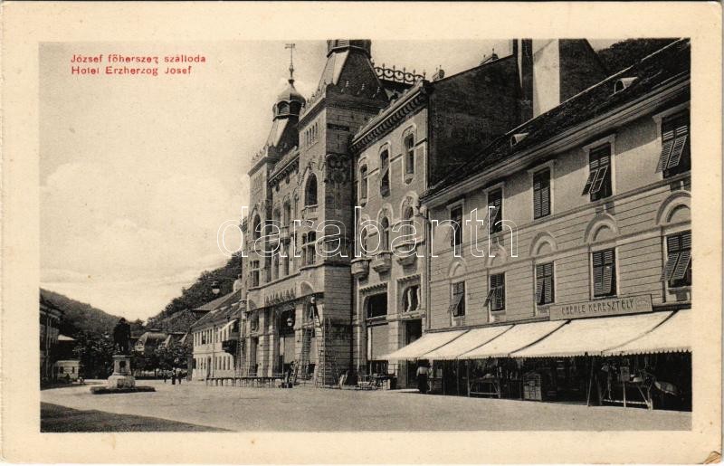 Herkulesfürdő, Baile Herculane; József főherceg szálloda, Eberle Keresztély üzlete / hotel, shop (képeslapfüzetből / from postcard booklet) (non PC) (EK)