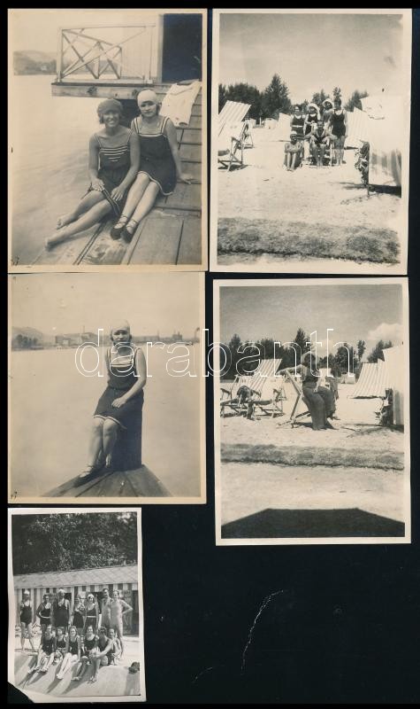 cca 1920-1940 Fürdőzők (Balatonkenese, Margitsziget, Bélatelep, Svábhegy), 6×8,5 és 11,5×8,5 cm közötti méretekben - Image 2