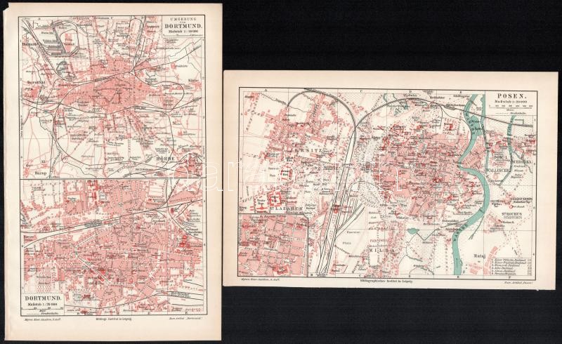 cca 1900 Német városok 8 db térkép 24x15 cm - Image 3