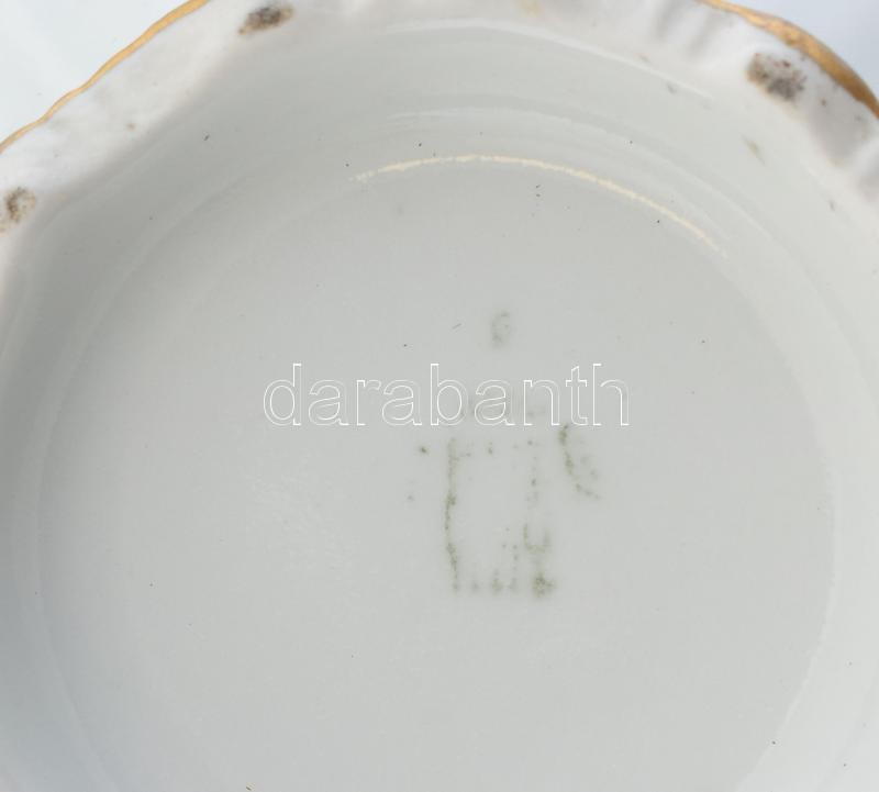 Zsolnay virágmintás mokkás készlet, kávés kiöntővel, cukortartóval, 4 db csészével, matricás, jelzett, kopott. - Image 3