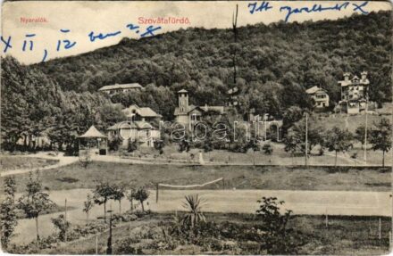 Szováta, Sovata; Nyaralók, teniszpálya. Schuster Emil kiadása / villas, tennis court (EK)