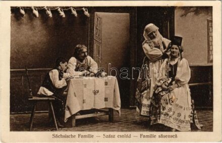 Familie saseasca / Erdélyi szász család. Nr. 433. Kunstanstalt Jos. Drotleff / Sächsische Familie / Transylvanian Saxon folklore, family