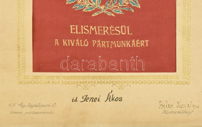 cca 1950 3 db szocreál selyem oklevél papír paszpartuban - Image 2