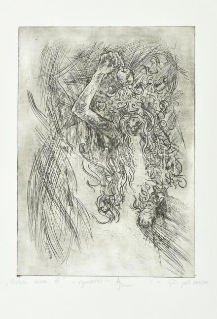 Pál Zsuzsanna (?-): '... hívom őt'. Repesztés, papír, jelzett, művészpéldány E.A. 1/2 számozással, 28×20 cm