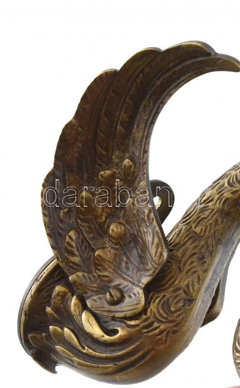 Hattyús falikar pár. Bronz, homokfújt üveggel, bajonettzáras égőkkel. cca 1920 14 cm - Image 3