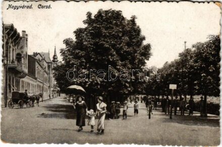 1918 Nagyvárad, Oradea; Korzó / street view, promenade (EK)
