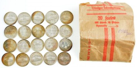 1992. 200Ft Ag (20x) viseltes 'Országos Takarékpénztár - 20Ft / 100 darab 20 filléres' tasakban T:1,1-