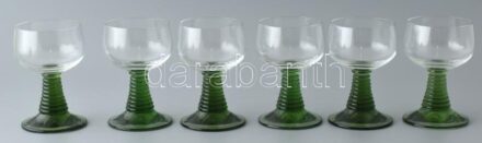 6 darabos Römer iparművész pohár szett, hibátlan, m: 11cm, V: 0,1l