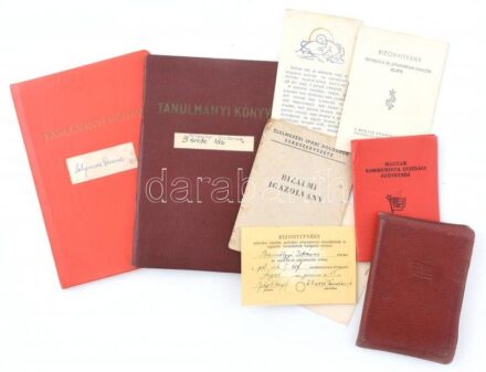 Marxizmus Leninizmus Esti Egyetem tanulmányi és egyéb szocialista tagkönyvek, bizonyítványok