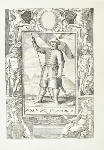 cca 1700-1750 Buda herceg portréja. Rézmetszet, papír. Jelzés nélkül. Restaurált, lap jobb alsó sarkában kissé sérült. 35x23 cm
