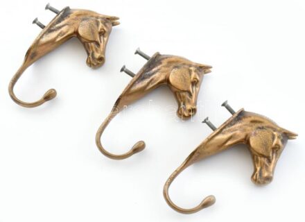 3 db bronz lófejes ruhaakasztó, fogas 15 cm