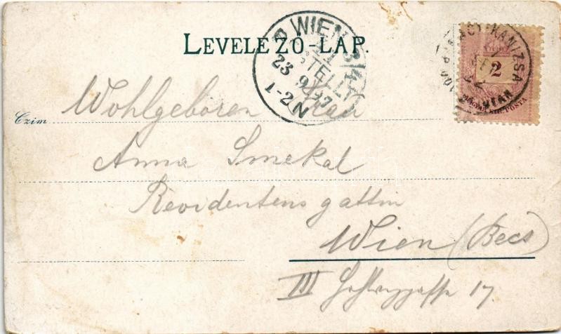 1897 (Vorläufer) Nagykanizsa, utcaképek. Mair József Art Nouveau, floral, litho - Image 2