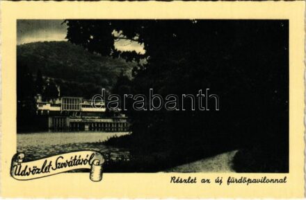 Szováta, Sovata; részlet az új fürdőpavilonnal / spa, bath (ázott sarok / wet corner)