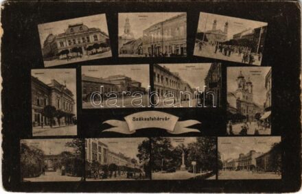 1917 Székesfehérvár, vasútállomás, színház, zsinagóga (kopott sarkak / worn corners)