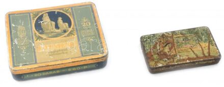 2 db régi Pharao szivaros és Nestor cukorkás fém doboz. Kopottak.