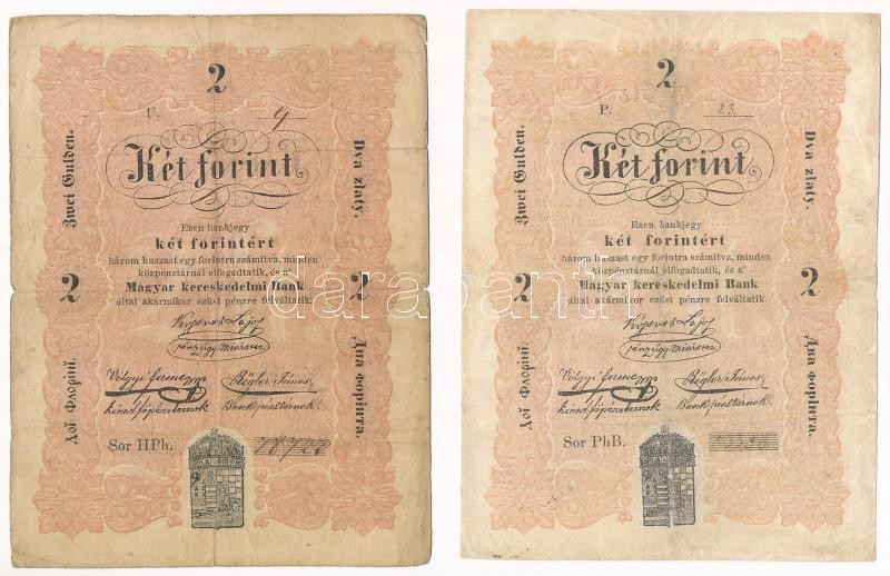 1848. 2Ft 'Kossuth bankó' (2x) T:III,III- egyik restaurált Adamo G105