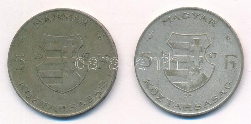 1947. 5Ft Ag 'Kossuth' (2x) T:3 patina Adamo F8.1 - Image 2