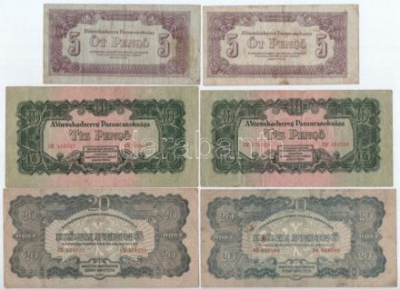 1944. 5P-20P 'A Vöröshadsereg Parancsnoksága' (6db, 3xklf) T:III,III-