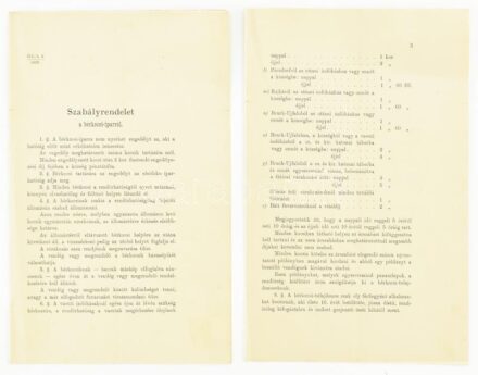 1900 Szabályrendelet a bérkocsi iparról. Mosonmagyaróvár és környéke, tarifákkal 8p.