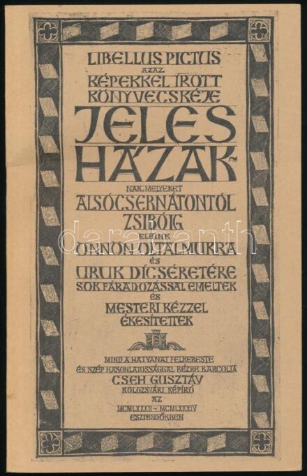 Libellus Pictus, azaz képekkel írott könyvecskéje jeles házaknak, melyeket Alsócsernátontól Zsibóig eleink önnön oltalmukra és uruk dicséretére sok fáradozással emeltek és mesteri kézzel ékesítettek. Mind a hatvanat felkereste