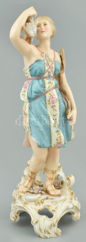 Christian Nonne, Volkstedt: Diana. Kézzel festett porcelán figura, restaurált, apró lepattanások, jelzett, Németország 1800 körül. m:19cm - Image 2
