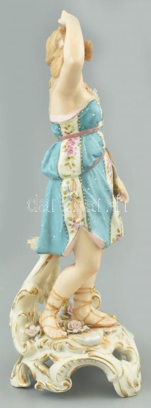 Christian Nonne, Volkstedt: Diana. Kézzel festett porcelán figura, restaurált, apró lepattanások, jelzett, Németország 1800 körül. m:19cm - Image 3