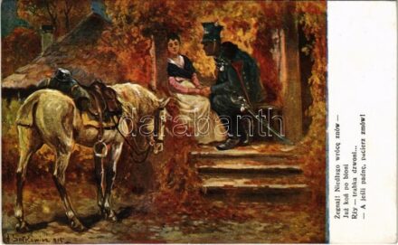 1916 Első világháborús lengyel katonai lap / WWI Polish military art. Frist Ser. 121/8. s: A. Setkowicz