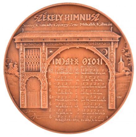 Fritz Mihály (1947-) DN 'Székely himnusz' Br emlékérem (80mm) T:1-
