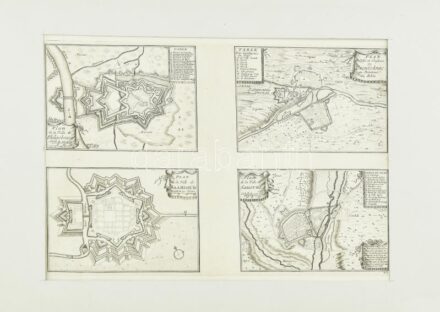 cca 1700-1720 Plan de la Ville de Philipsbourg, Plan de la Ville de Saarlouis, Plan des Villes et Chasteau Creutzhnac au Palatinat du Rhin, Plan de la Ville de Saurne, rézmetszet, jelzés nélkül, (in: Les Forces de l'Europe, Asie, Afrique et