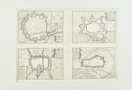 cca 1700-1720 Plan de la Ville de Fribourg, Plan de la Ville de Haguenau, Plan de la Ville de Benfeld, Plan de la Ville et Chasteau de Stolhoffen au Marquisat de Bade en Allemagne, rézmetszet, jelzés nélkül, (in: Les Forces de l'Europe, Asie,