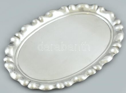 Ezüst (Ag) Art Deco hólyagos tálca, jelzett, 35x24cm, nettó:475g
