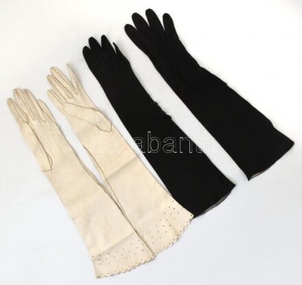 2db női, régi bőrkesztyű, kopott.