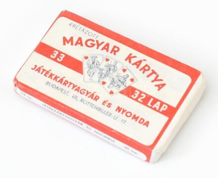 Krétázott Magyar kártya, Játékkártyagyár és nyomda Budapesat, VII., Rottenbiller u. 17. Bontatlan csomagolásban, 7x4,5cm