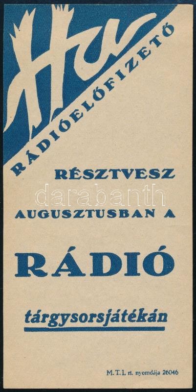 Rádió tárgysorsjáték számolócédula