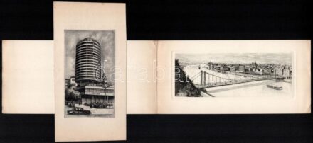 Jelzés nélkül: Budapest. 2 db rézkarc, papír, 12×7 és 6,5×16,5 cm