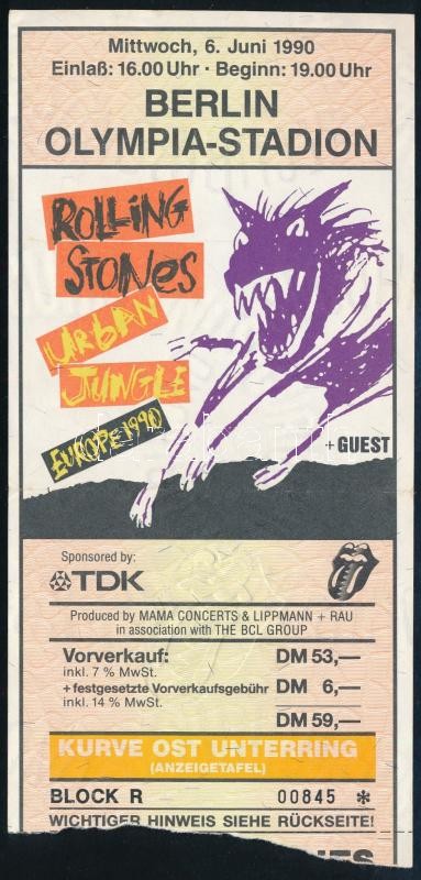 1990 Berlin, Rolling Stones koncertjegy
