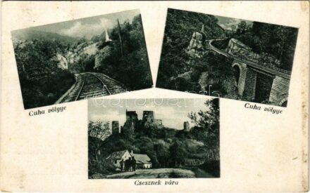 1938 Cuha-völgy, Czuha-völgy; vasútvonal a Bakonyban, Csesznek vára (fl)