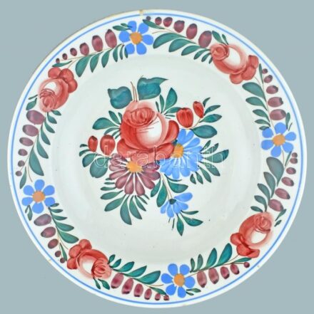 Pruzsinszky J. Fiai - Bélapátfalva jelzett, kerámia tányér, kopott, apró csorbák. d: 29cm
