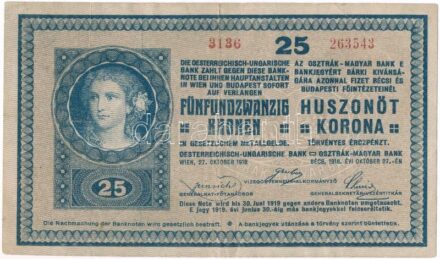1918. 25K '3129' 3mm, hullámos hátlap T:III Adamo K22/3