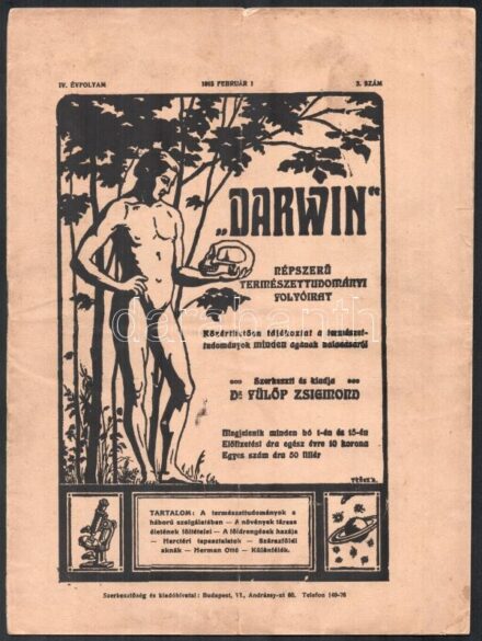 1915 'Darwin' népszerű természettudományi folyóirat IV. évfolyam 3. és 4. szám, hajtott