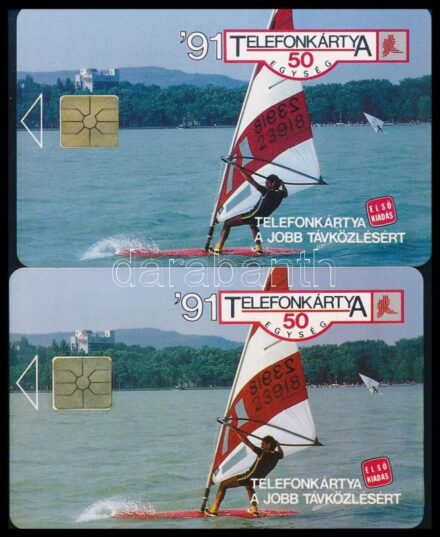 1991 MATÁV az első magyar 'P' telefonkártya 2 db klf nyomdai jelzés nélküli és jelzéses telefonkártya